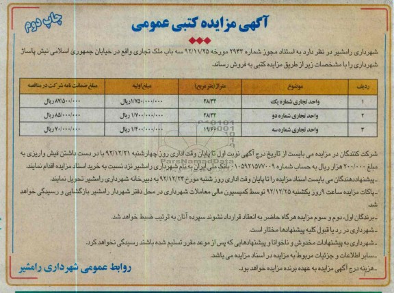 فروش سه باب ملک تجاری 