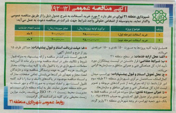  2 مورد خرید آسفالت 