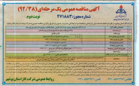 واگذاری فعالیت های خدمات بهره برداری 