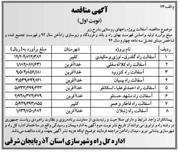 آسفالت پروژه راههای روستایی 
