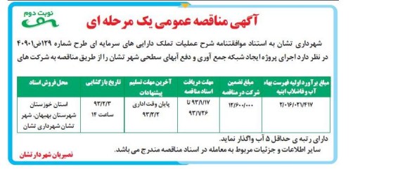 ایجاد شبکه جمع آوری و دفع آبهای سطحی 