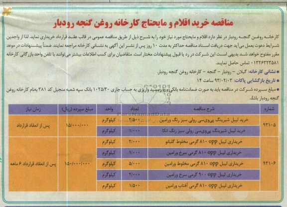 خرید لیبل شیرینگ  و خریداری لیبل OPP و ...