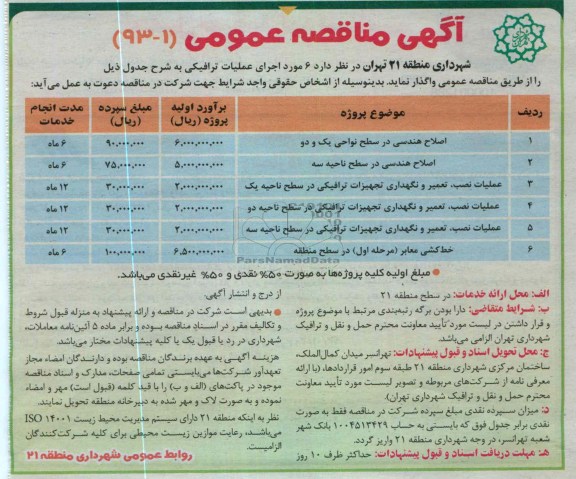 6 مورد اجرای عملیات ترافیکی 