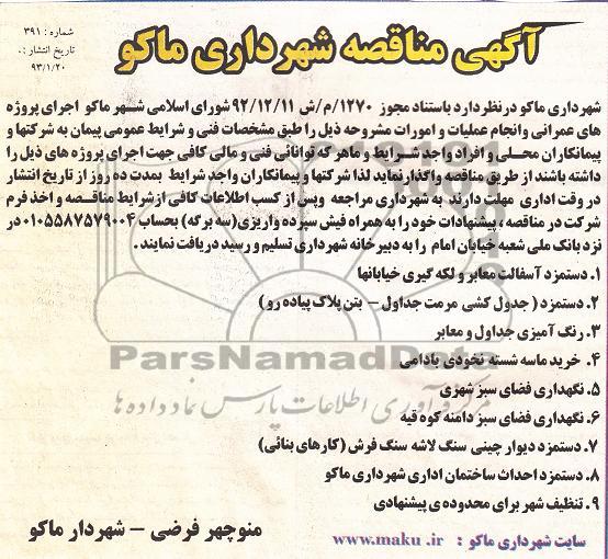  اجرای پروژه های عمرانی و انجام عملیات و امورات ...