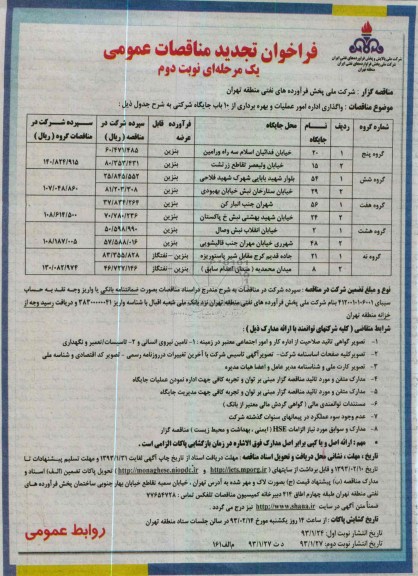 واگذاری اداره امور عملیات و بهره برداری از 10 باب جایگاه شرکتی 
