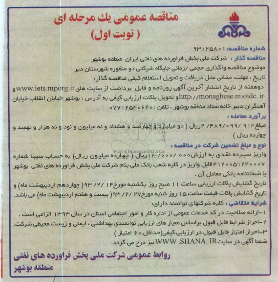 واگذاری حجمی / زمانی جایگاه شرکتی 