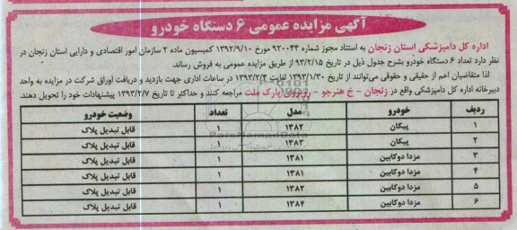 6 دستگاه خودرو