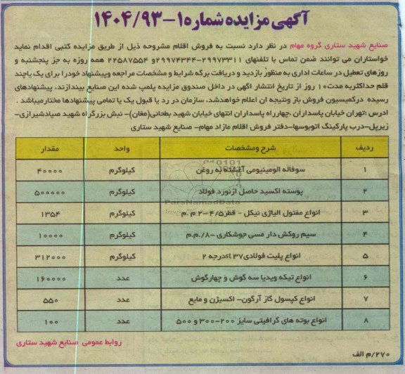 فروش سوفاله آلومینیومی آغشته به روغن و ....