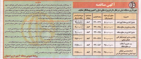 جدول گذاری  و پیاده روسازی و ...