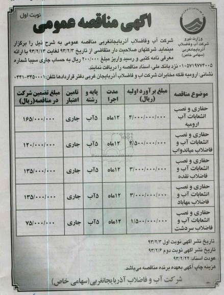 حفاری و نصب انشعابات آب ....
