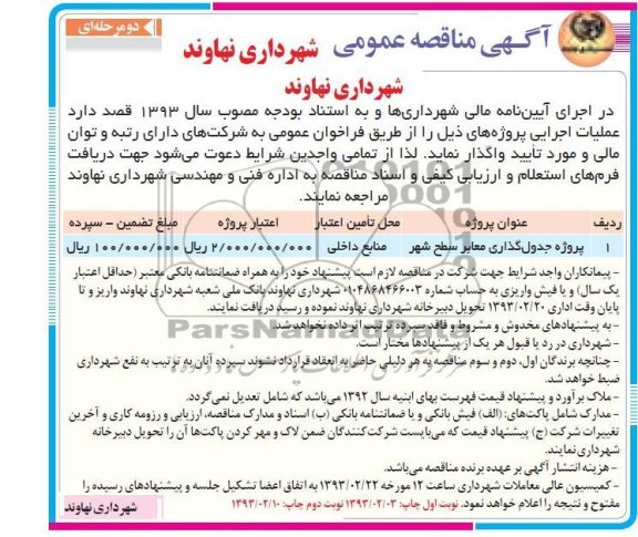 پروژه جدولگذاری معابر سطح شهر 