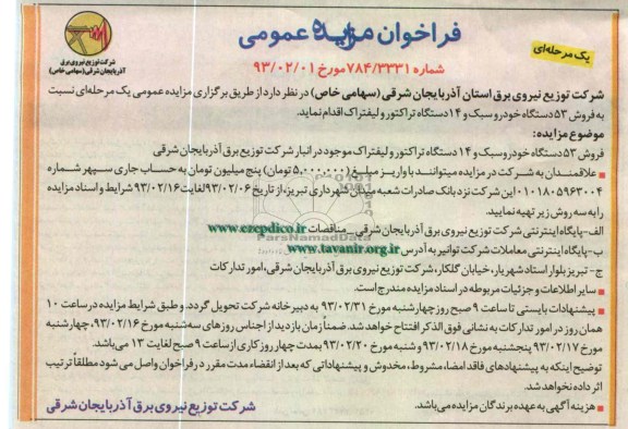 روش 53 دستگاه خودرو سبک و 14 دستگاه تراکتور و لیفتراک 