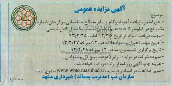 حق امتیاز بازیافت آجر، ایزوگام و سایر مصالح ساختمانی 