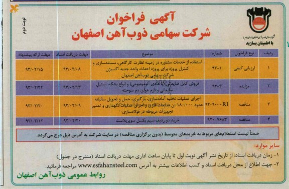 استفاده از خدمات مشاوره در زمینه نظارت کارگاهی ، مستندسازی و کنترل پروژه برای احداث واحد جدید اکسیژن
