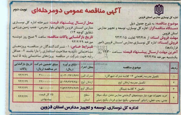 تکمیل مدرسه راهنمایی 12 کلاسه ....