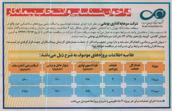 اجرای عملیات فونداسیون و اسکلت بتنی پروژه ساختمانی 