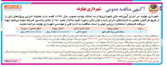 واگذاری ساماندهی پارک های شهر 