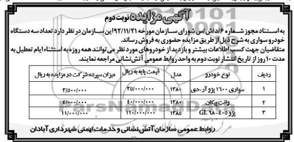 فروش سه دستگاه خودروسواری