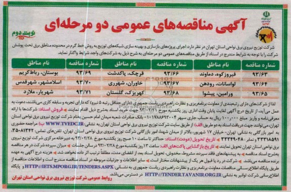 اجرای پروژه های بازسازی و بهینه سازی شبکه های توزیع به روش خط گرم 