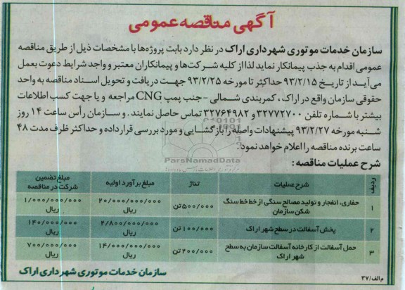  حفاری, انفجار و تولید مصالح سنگی از خط خط سنگ شکن سازمان  ...