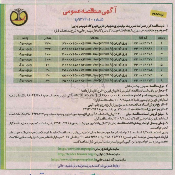 خرید ورق CORTEN A