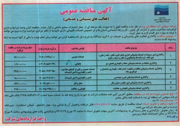 واگذاری فعالیت های پشتیبانی و خدمات در 6 گروه جداگانه