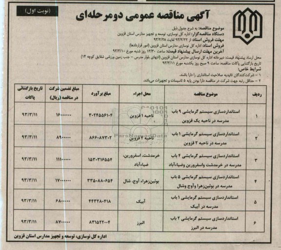 استانداردسازی سیستم گرمایشی 