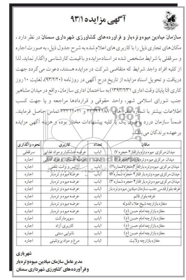 واگذاری مکان های تجاری چون مغازه ، سوپر مارکت و ...