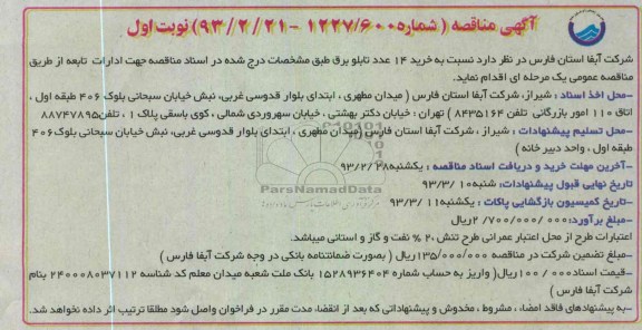نسبت به خرید 14 عدد تابلو برق 