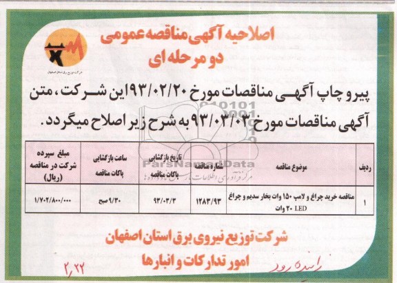 خرید چراغ و لامپ 150 وات بخار سدیم و چراغ  LED 20 وات 
