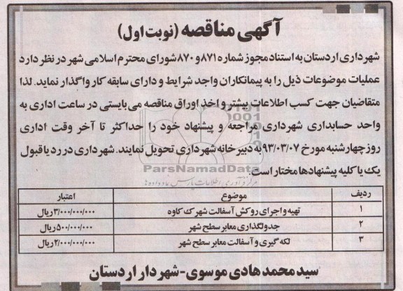 تهیه و اجرای روکش آسفالت شهرک ...