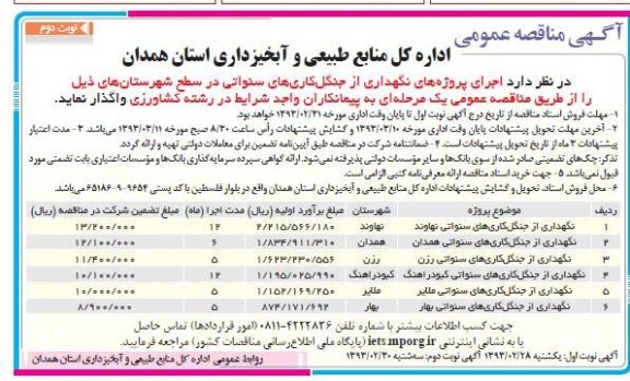 نگهداری از جنگل کاری های سنواتی  و ... 