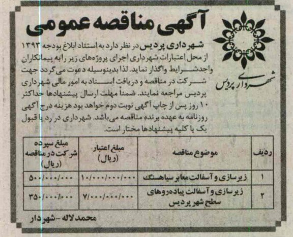 زیرسازی و آسفالت معابر ...