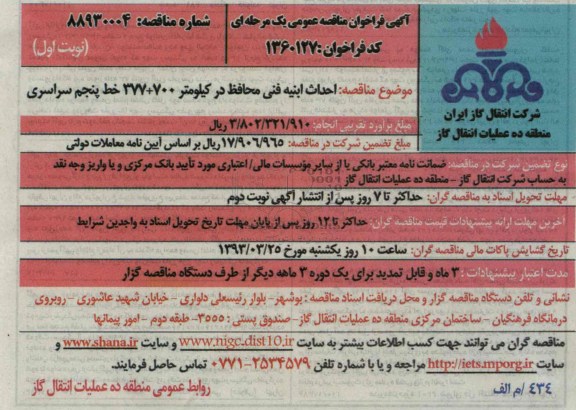 احداث ابنیه فنی محافظ در کیلومتر 700+377....