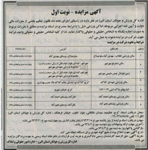واگذاری اماکن ورزشی