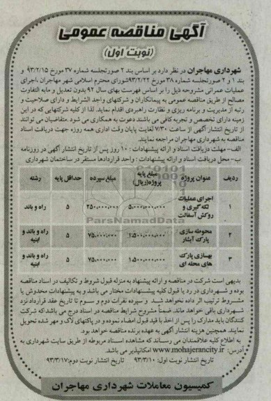 اجرای عملیات لکه گیری و روکش آسفالت و محوطه سازی و ...