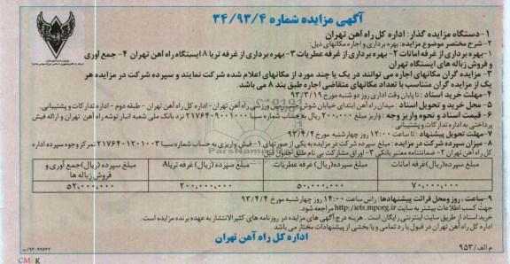 بهره برداری از غرفه امانات
