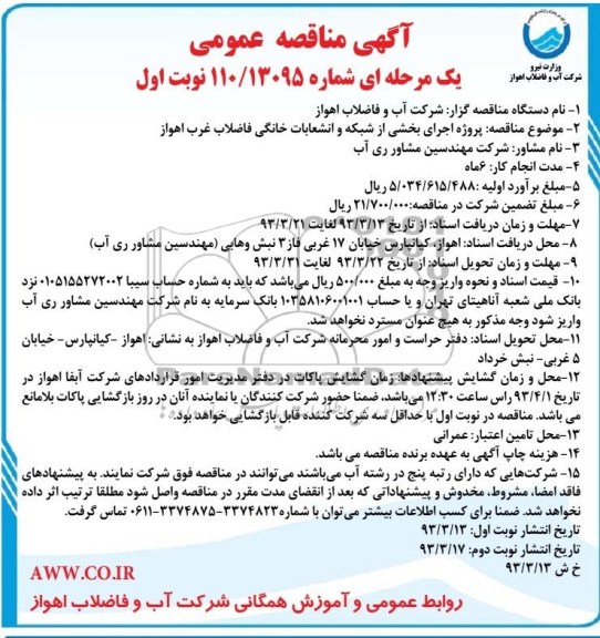  پروژه اجرای بخشی از شبکه و انشعابات خانگی و ... 