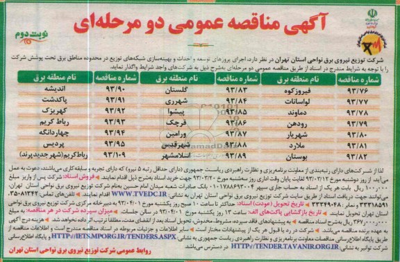 اجرای پروژه های بازسازی و بهینه سازی شبکه های توزیع برق