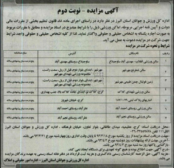واگذاری اماکن ورزشی