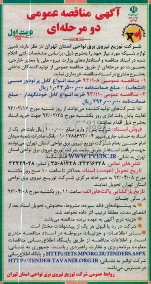 تامین لوازم شبکه مورد نیاز 