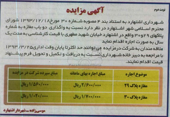 واگذاری دو باب مغازه