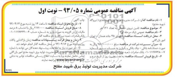 تامین نیروی خدماتی به تعداد 121 نفر 