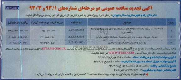 انجام عملیات پروژه باقمانده تقاطع کمربندی های دوم...