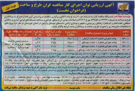 طراحی و ساخت شبکه های فرعی آبیاری و زهکشی