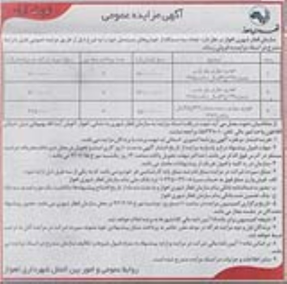 آگهی مزایده عمومی,تعداد سه دستگاه از خودروهای مستعمل