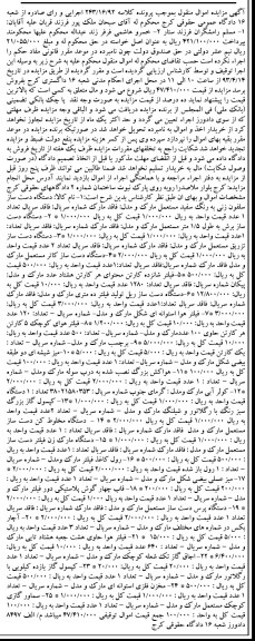 اگهی مزایده اموال منقول ,فروش دستگاه دست ساز سلفون زنی و ...