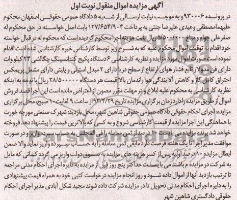 آگهی مزایده اموال منقول ,  6 دستگاه پکیج کندانسینگ چگالشی 