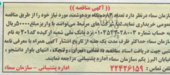 آگهی مناقصه , مناقصه عداد 83 دستگاه برد هوشمند 