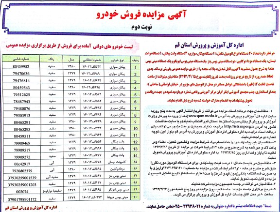 اگهی مزایده,مزایده فروش خودرو
